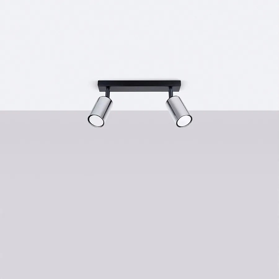 Plafony nowoczesny Glois, stal - 2 źródło światła 4000K - L.30 x H.18.5 cm - czarny/chrom