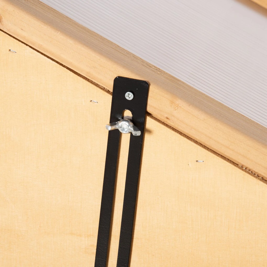 Outsunny Mini szklarnia, mała szklarnia z ramą drewnianą, oknami i podwójnymi drzwiami, 3 półki, 70Dł x 50Szer x 120Wys cm, Brązowa