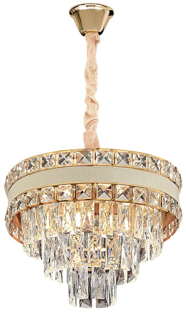 Lampa Wisząca z Kryształami G047-CP 40CM ZŁOTA