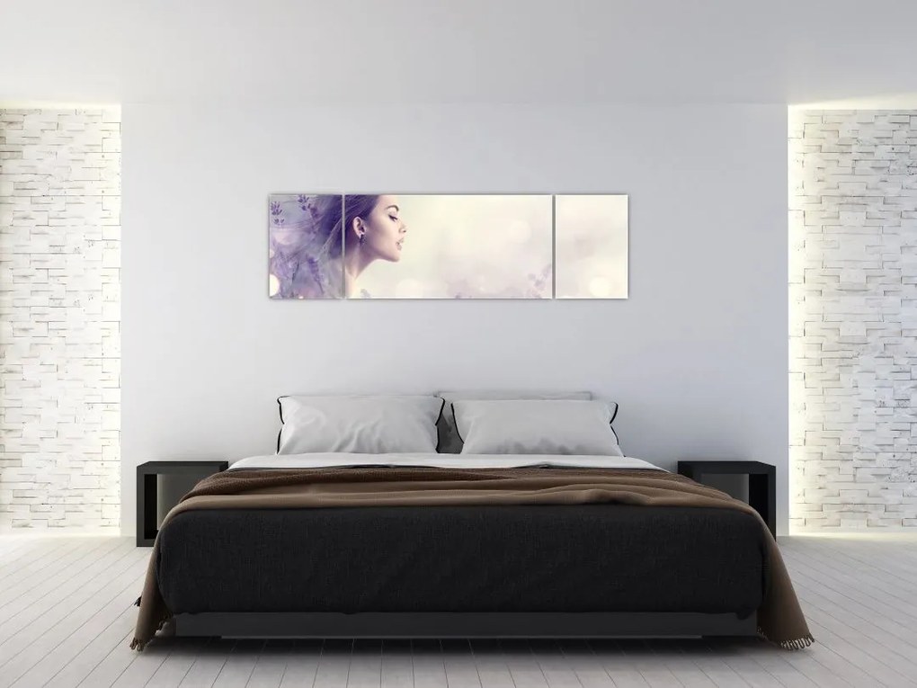 Obraz kobiety z lawendą (170x50 cm)