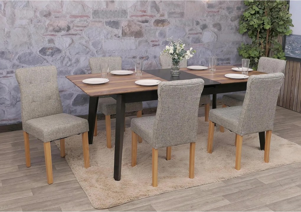 Krzesło do jadalni MCW-E58 (zestaw 6 sztuk),  tkanina/tekstylia szary, jasne nogi