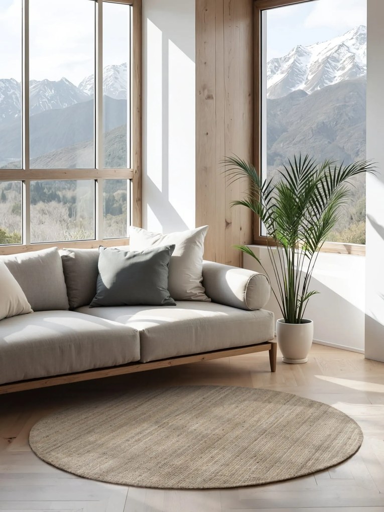 Dywan naturalny jutowy ręcznie tkany Boucle brązowo-szary 160 cm x 160 cm