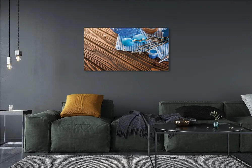 Zdjęcie na płótnie Jajka, Farba i Bazie na Deskach