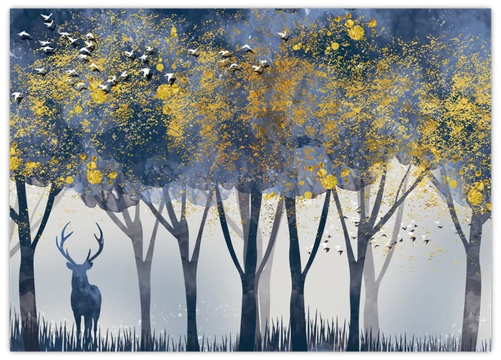 Obraz na szkle jelenia w lesie (70x50 cm)