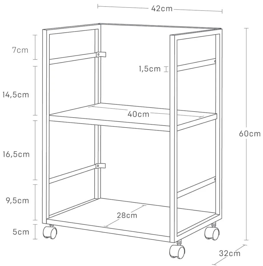 Biały metalowy regał na kółkach 42x60 cm Tower – YAMAZAKI