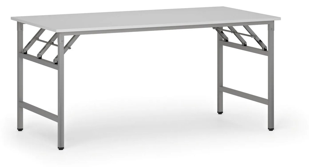 Stół konferencyjny FAST READY z srebrnoszarym stelażem, 1600 x 800 x 750 mm, biały