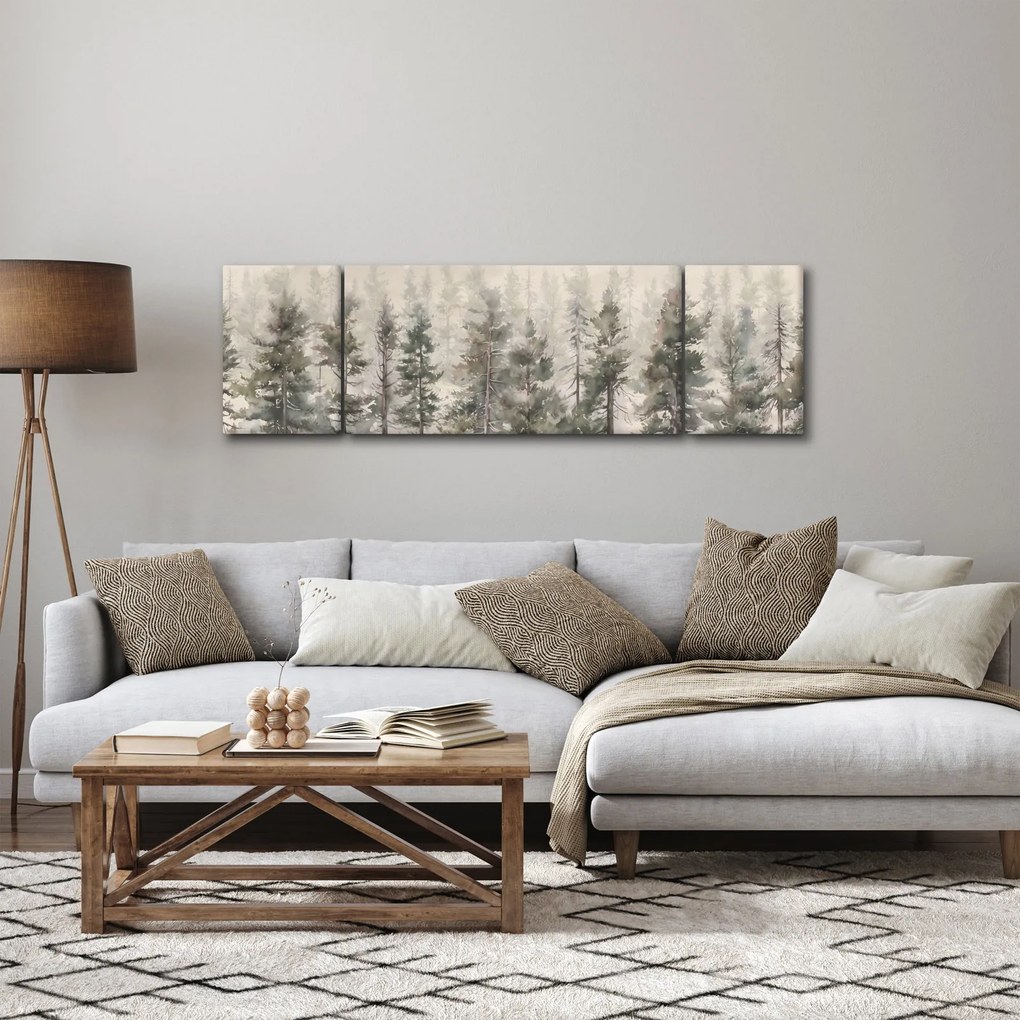 Obraz - Pine forest I., aquarel (170x50 cm)