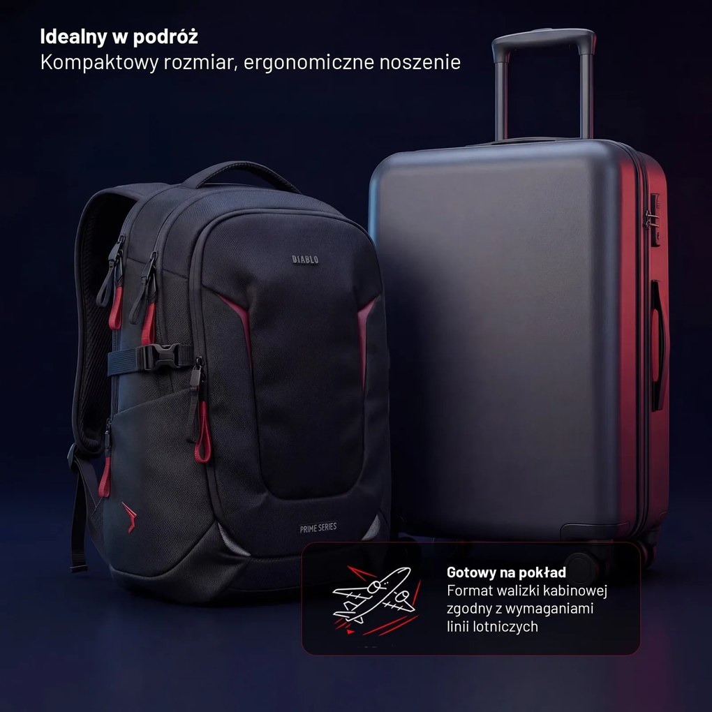 Plecak młodzieżowy wielofunkcyjny Diablo Prime Burned Black