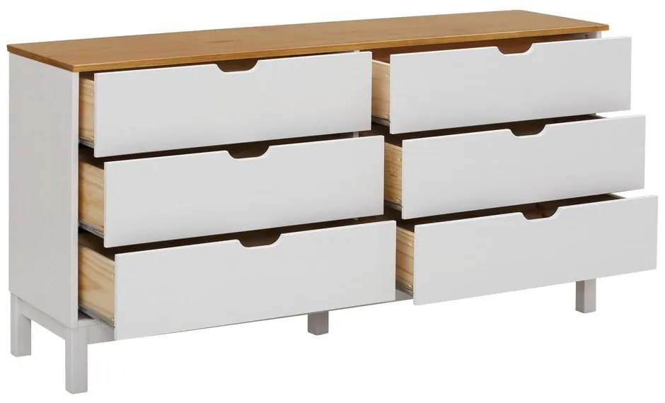 Biała niska komoda z litego drewna sosnowego 150x75 cm Post – Støraa