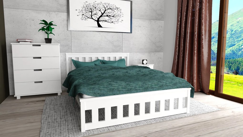 Łóżko MAICA 90 x 200 cm, białe Stelaż: Ze stelażem listwowym rolowanym elastycznym, Materac: Bez materaca