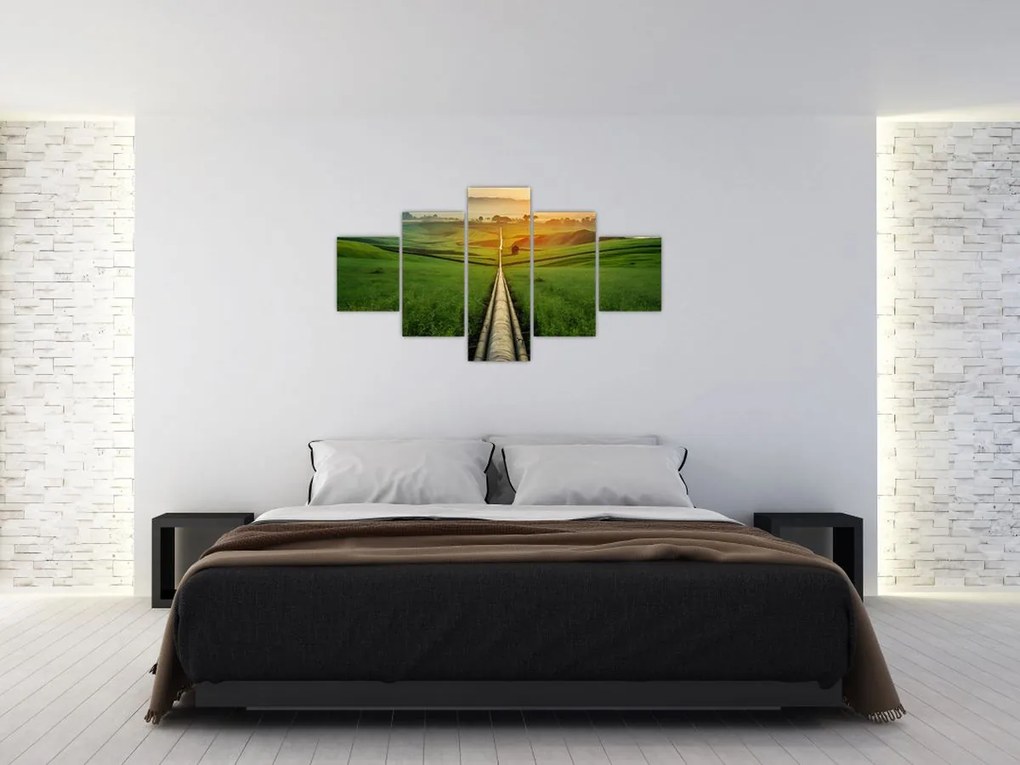 Obraz - Wschód słońca nad doliną (125x70 cm)
