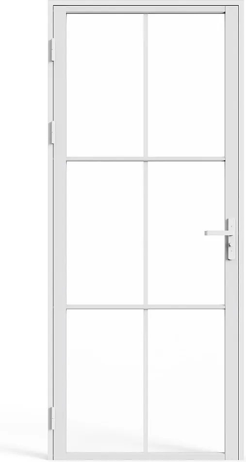 Odwracalne drzwi  z aluminium i szkła hartowanego – Wys. 204 x Szer. 83 cm – Białe – SEROTO