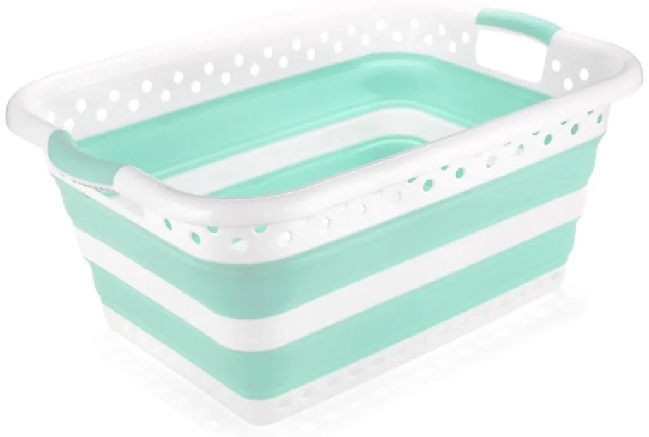 Biało-turkusowy składany kosz na pranie Addis Collapsible Laundry Basket