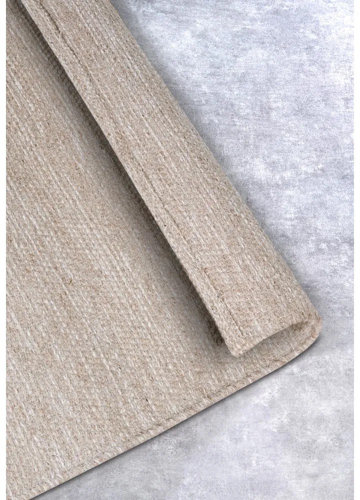Beżowy dywan z mieszanki wełny tkany ręcznie 160x230 cm Pradesh Linen White – Elle Decoration