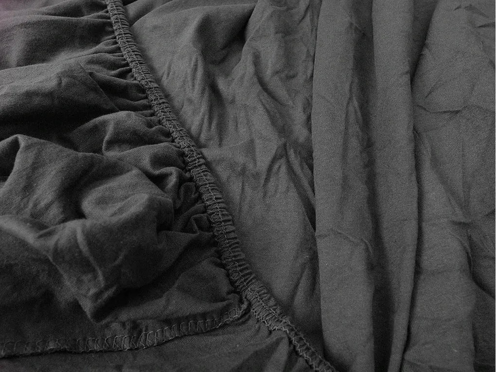 PrzytulneMieszkanie.pl Jersey prześcieradło HIGHFIT ciemnoszare 90 x 200 cm