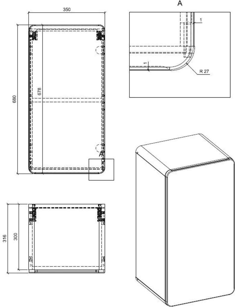 Niska szafka łazienkowa, wisząca Aruba 810 FSC, dąb craft złoty