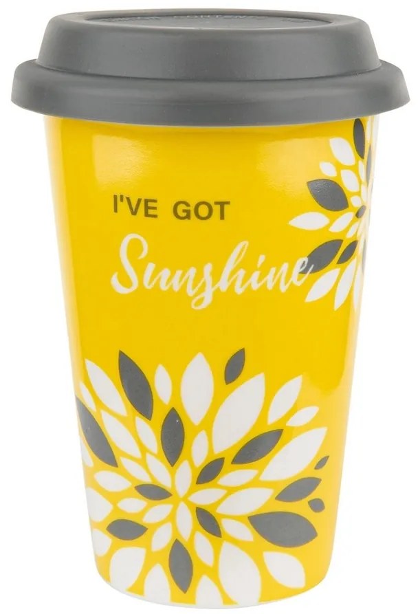 Florina Kubek porcelanowy z pokrywką silikonową Sunshine, 380 ml