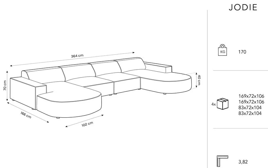 Beżowy narożnik (w kształcie litery "U") z materiału bouclé Jodie – Micadoni Home