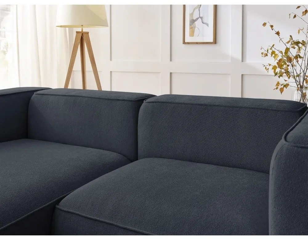 Ciemnoniebieski narożnik z materiału bouclé (lewostronny) Zephyr – Bobochic Paris