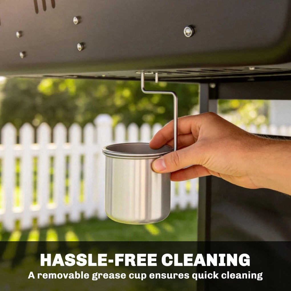 Outsunny Grill gazowy 5 kW, 2 palniki, BBQ Grill ze stali nierdzewnej z bocznymi stolikami, dolną półką, przednią osłoną i emaliowanym rusztem | Aosom PL