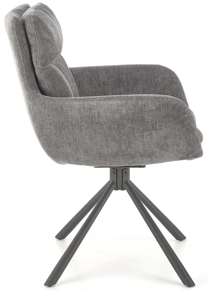 Krzesło obrotowe, szare, 360°, wygodne, nowoczesne, tkanina ODIN #15 K495