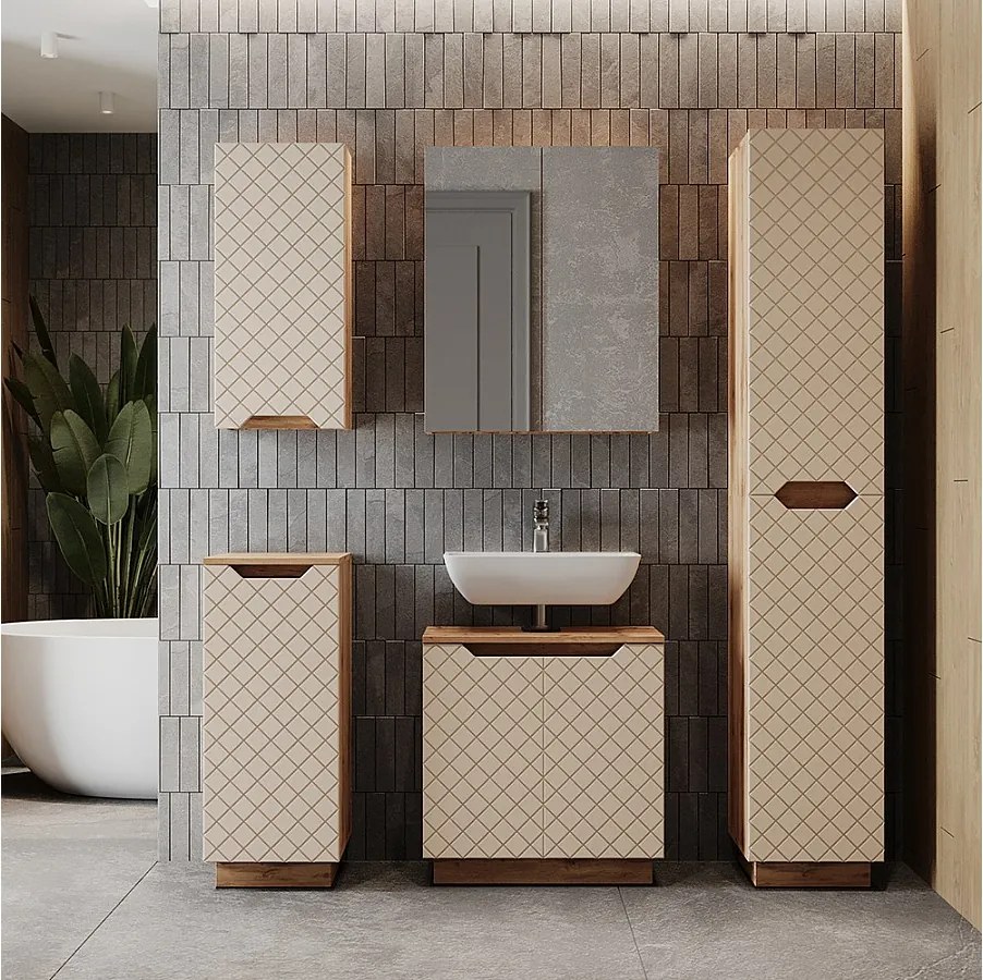 Zestaw mebli łazienkowych dąb/kaszmir ze strukturą płytek 59.8x32x62.1 lotta
