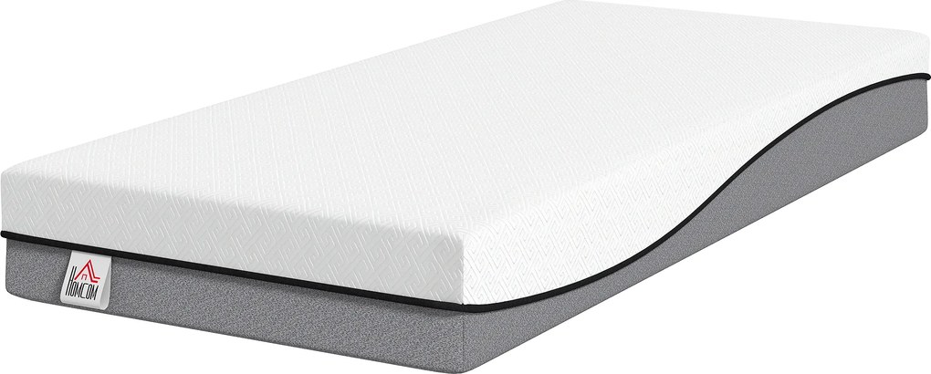 HOMCOM Materac kieszeniowy z pianką memory z zieloną herbatą H3 twardość Oeko-TEX &amp; CertiPUR 200x90x20 cm Szary | Aosom PL