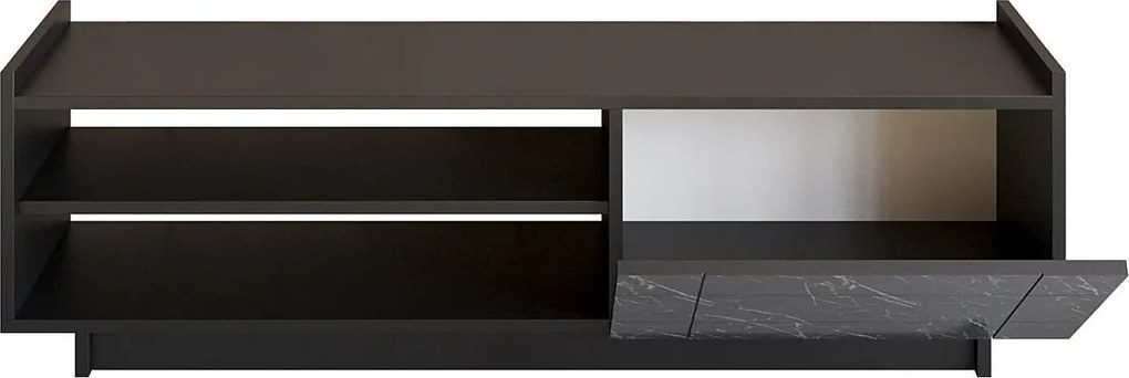 Stojak pod TV – 140 cm – Czarny i marmurowy – Płyta wiórowa