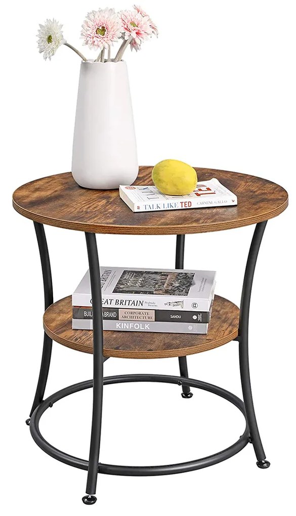 Stolik pomocniczy TAYLOR Ø 55 cm, rustykalny brązowy