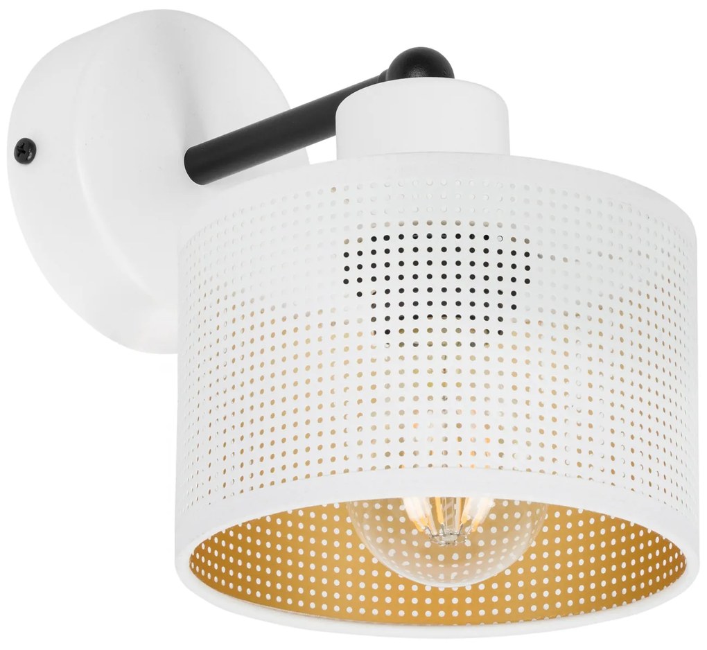 Biały kinkiet jednopunktowy z białym abażurem WD-BE-1010WE-WE