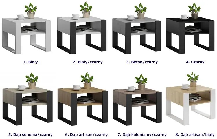 Nowoczesny stolik do salonu - dąb sonoma+czarny T6-G60