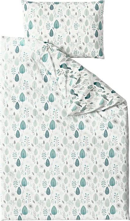 PrzytulneMieszkanie.pl PrzytulneMieszkanie.pl Bawełniana pościel LEAFBIRD POLY biało-zielona Rozmiar pościeli: 2 szt 70 x 90 cm | 200 x 220 cm