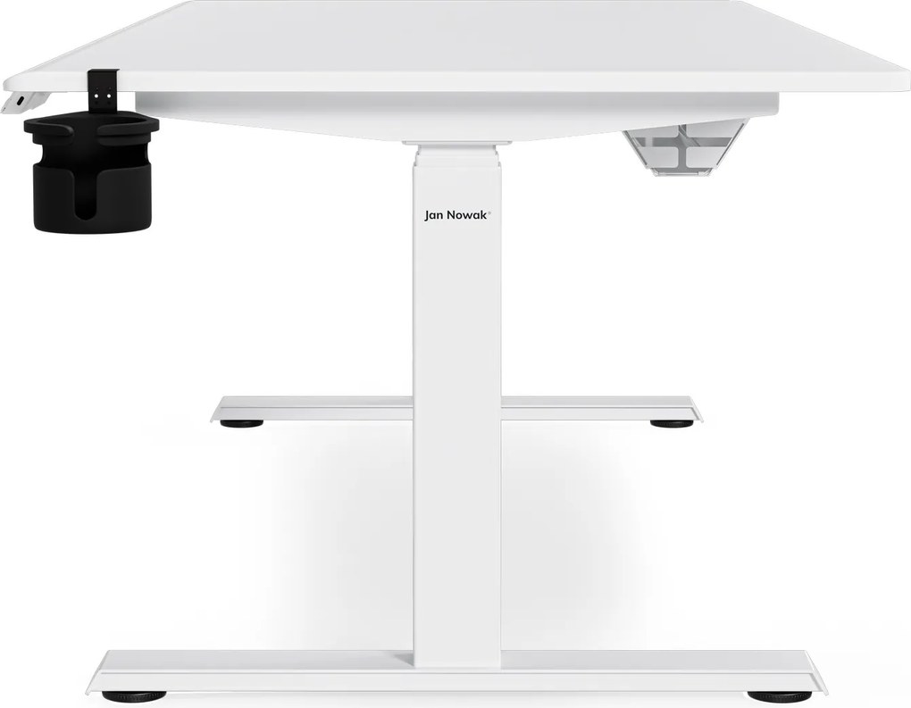 Biurko elektryczne z regulacją wysokości ergonomiczne białe,1600x800 mm: ARIA