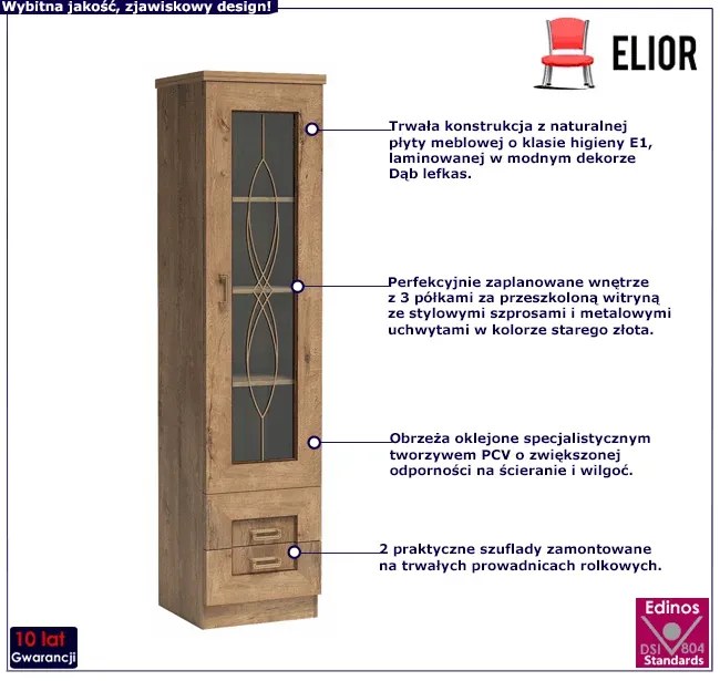 Witryna jednodrzwiowa dąb lefkas T7-W07