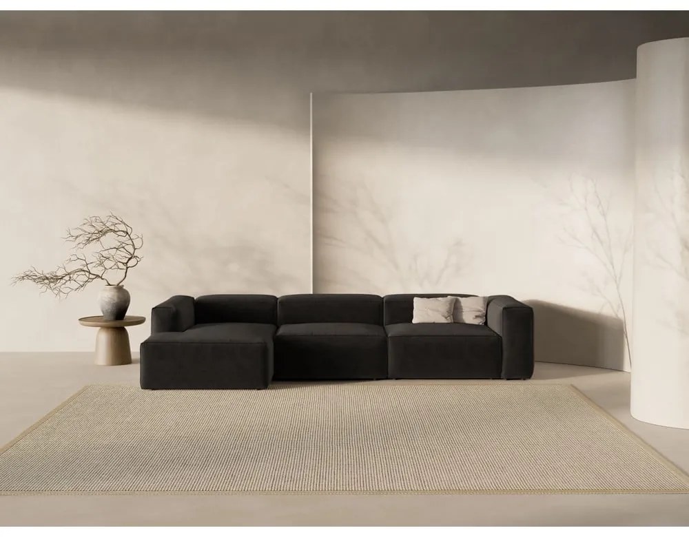 Czarny narożnik (lewostronny/z szezlongiem) Bergamo – Cosmopolitan Design