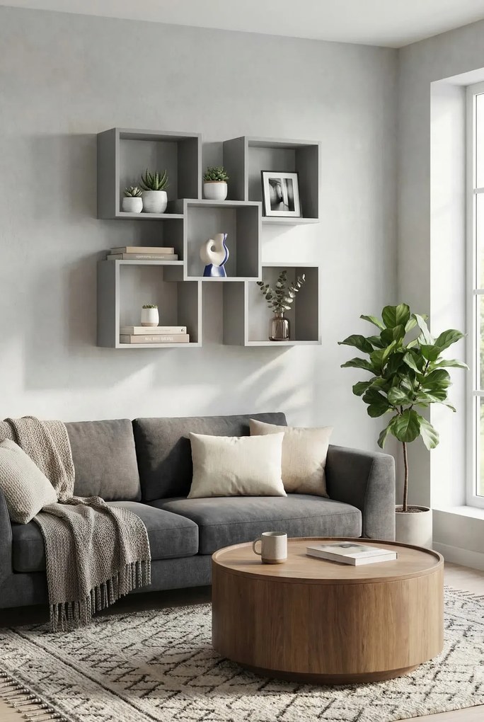 Szara minimalistyczna półka ścienna Z9-C82