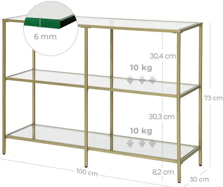 Złota wąska konsola w stylu glamour T2-P79
