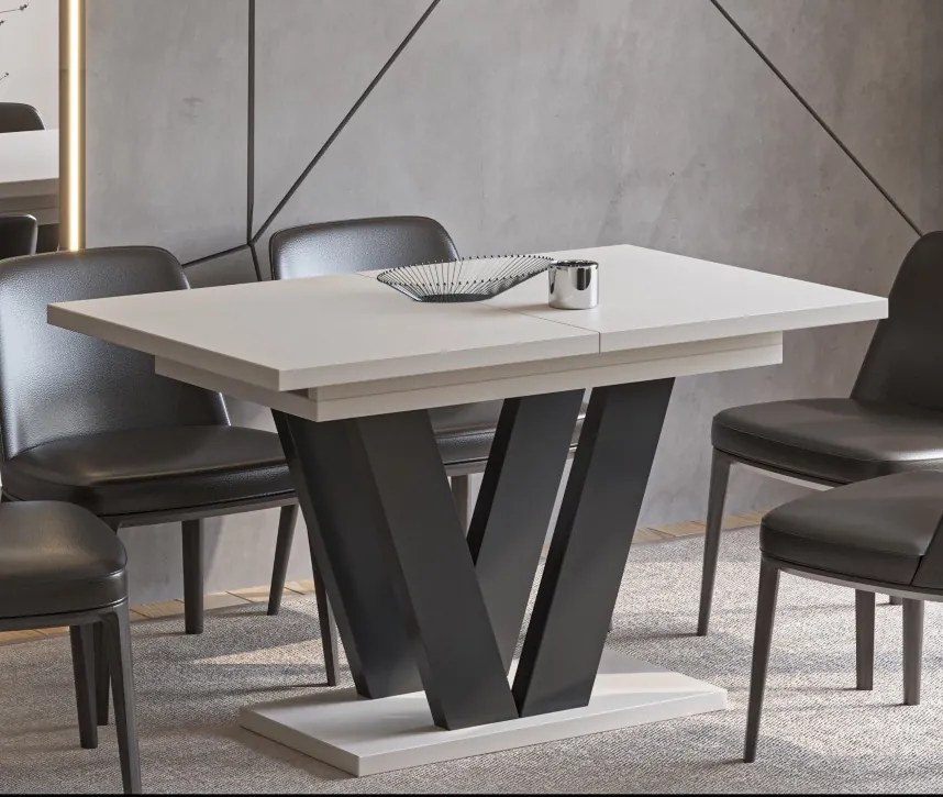 Stół z podstawą w kształcie litery V Lara rozkładany od 130 do 210 kaszmir