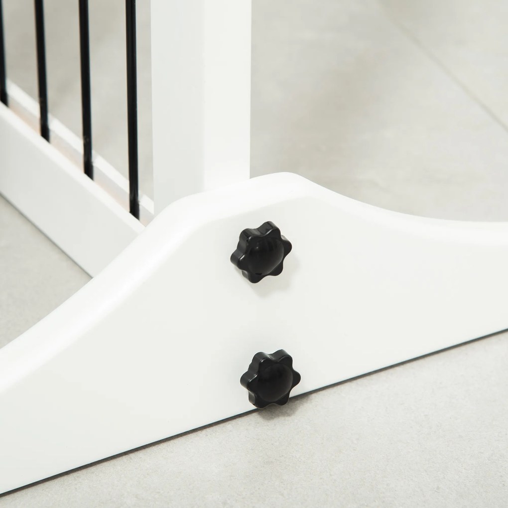 PawHut Barierka Ochronna dla Psów Drewniana Bramka Biała Sosnowa 185x36x71cm | Aosom PL