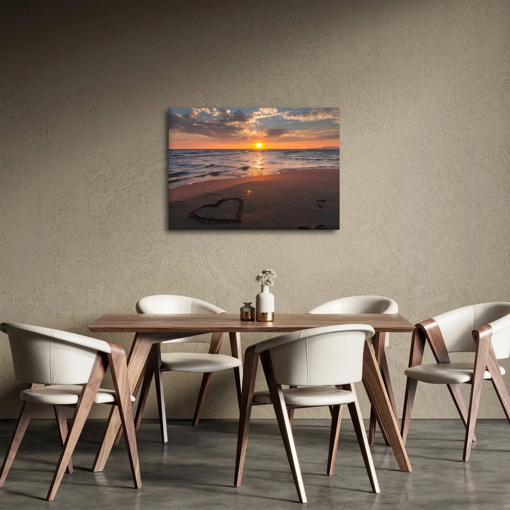 Obraz serca na piasku (70x50 cm)