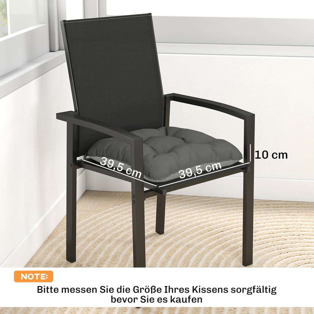 Outsunny Zestaw 4 poduszek na krzesła 39,5 x 39,5 x 10 cm z paskami, antypoślizgowe poduszki do użytku wewnętrznego i zewnętrznego | Aosom PL