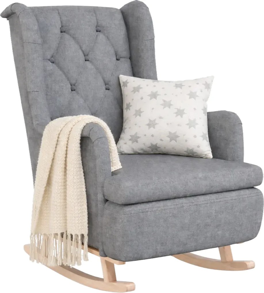 Jasnoszary pikowany fotel bujany F7-W30