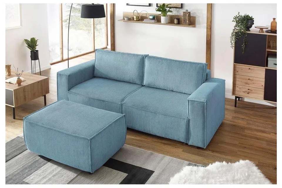Miętowa sztruksowa rozkładana/ze schowkiem sofa 245 cm Nihad – Bobochic Paris