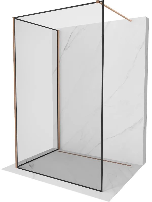Mexen Kioto ścianka prysznicowa Walk-in 120 x 90 cm, czarny wzór, miedź szczotkowana - 800-120-212-65-70-090