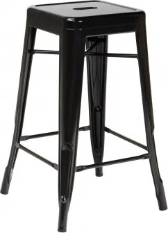 Zestaw 2 Wysokich, Stalowych, Sztaplowanych Stołków Lix Czarna & ↑65 Cm - Sklum