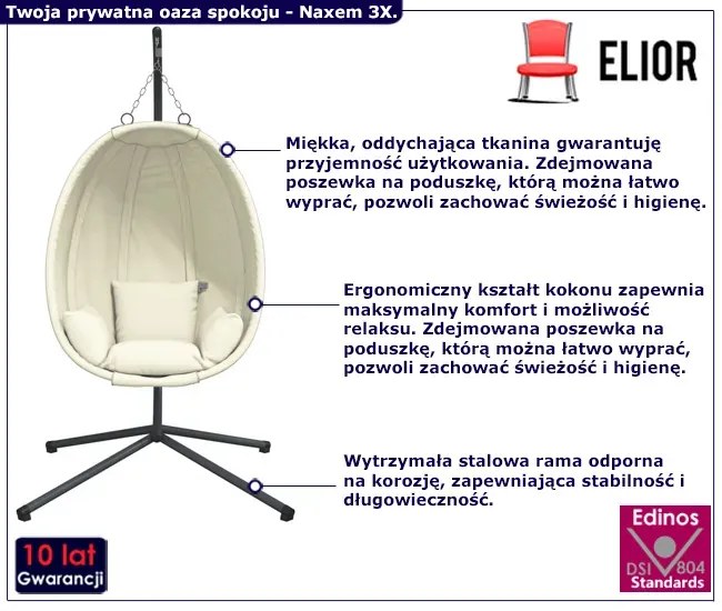Beżowa stojąca huśtawka ogrodowa - Syntia 3X