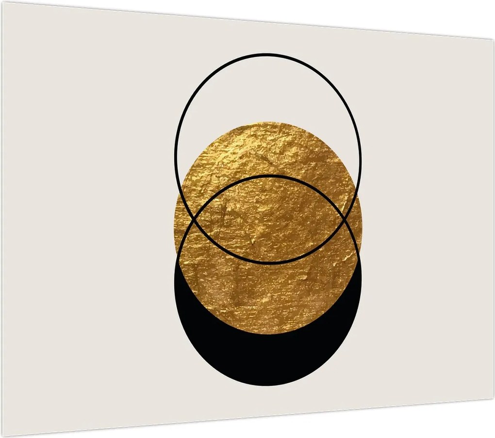 Obraz na szkle - Abstrakcja złoto-biała N⁰2 (70x50 cm)