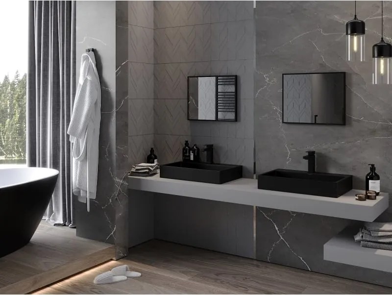 Mexen Loft lustro łazienkowe prostokątne 50 x 40 cm, rama czarna - 9852-050-040-000-70