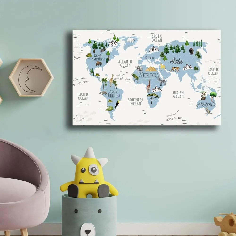 Obrazek dziecięcy 45x70 cm Map – Wallity