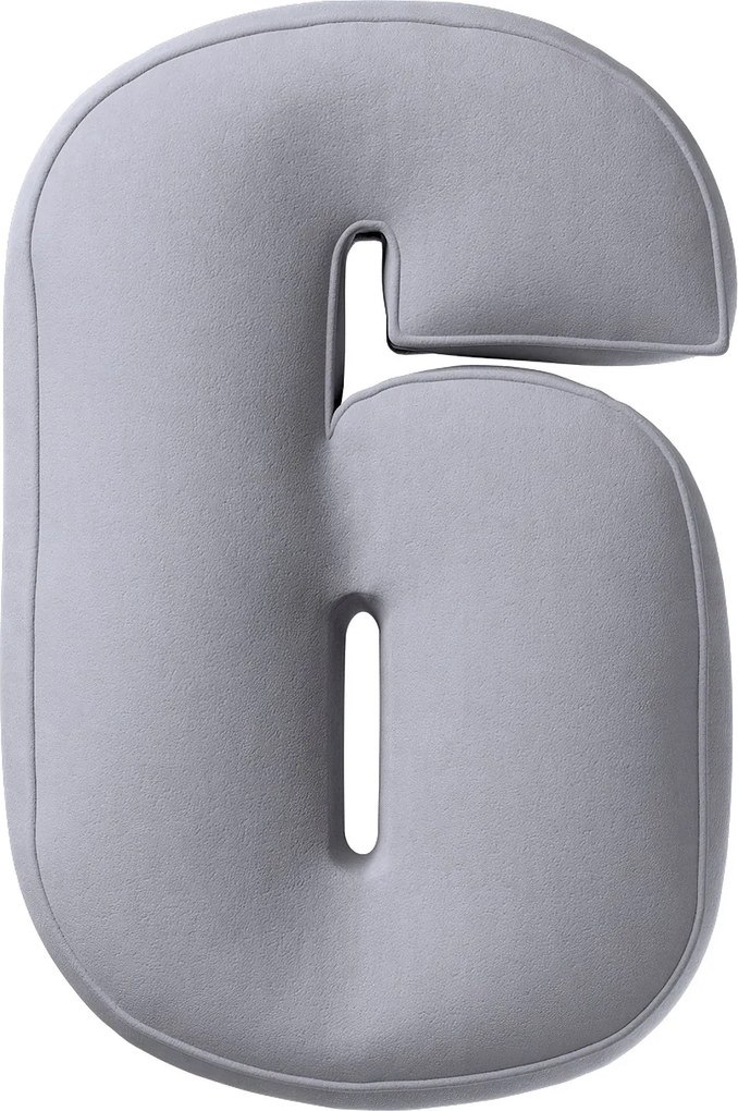 Poduszka Cyferka 6 kolor szary tkanina połyskliwa, welwetowa